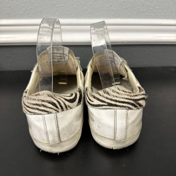 Golden Goose Superstar White Silver Pony Ziger Sneakers Leather Size 38 Womens - Picture 2 of 10
